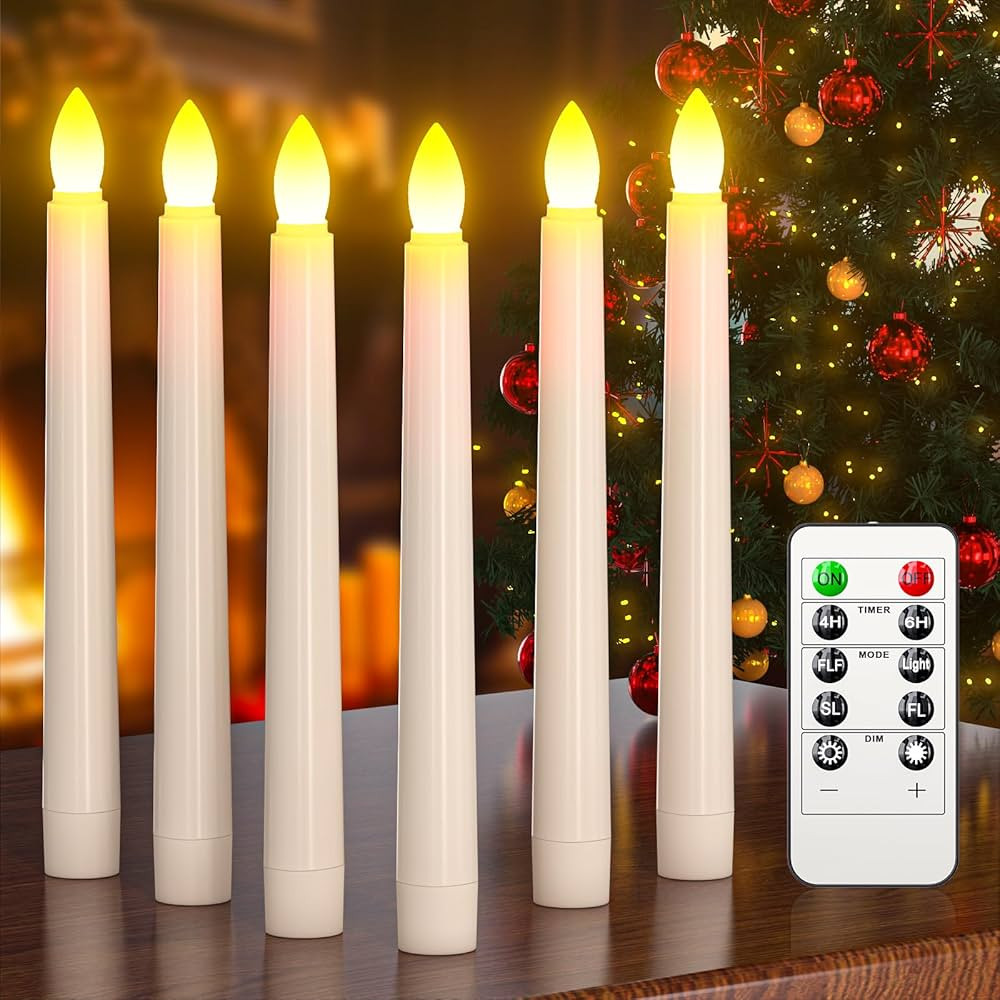PChero Flameless Candles with Remote Timer, 7.9" Ivory Battery Operated LED Taper Dripless Floati... | Amazon (US)
