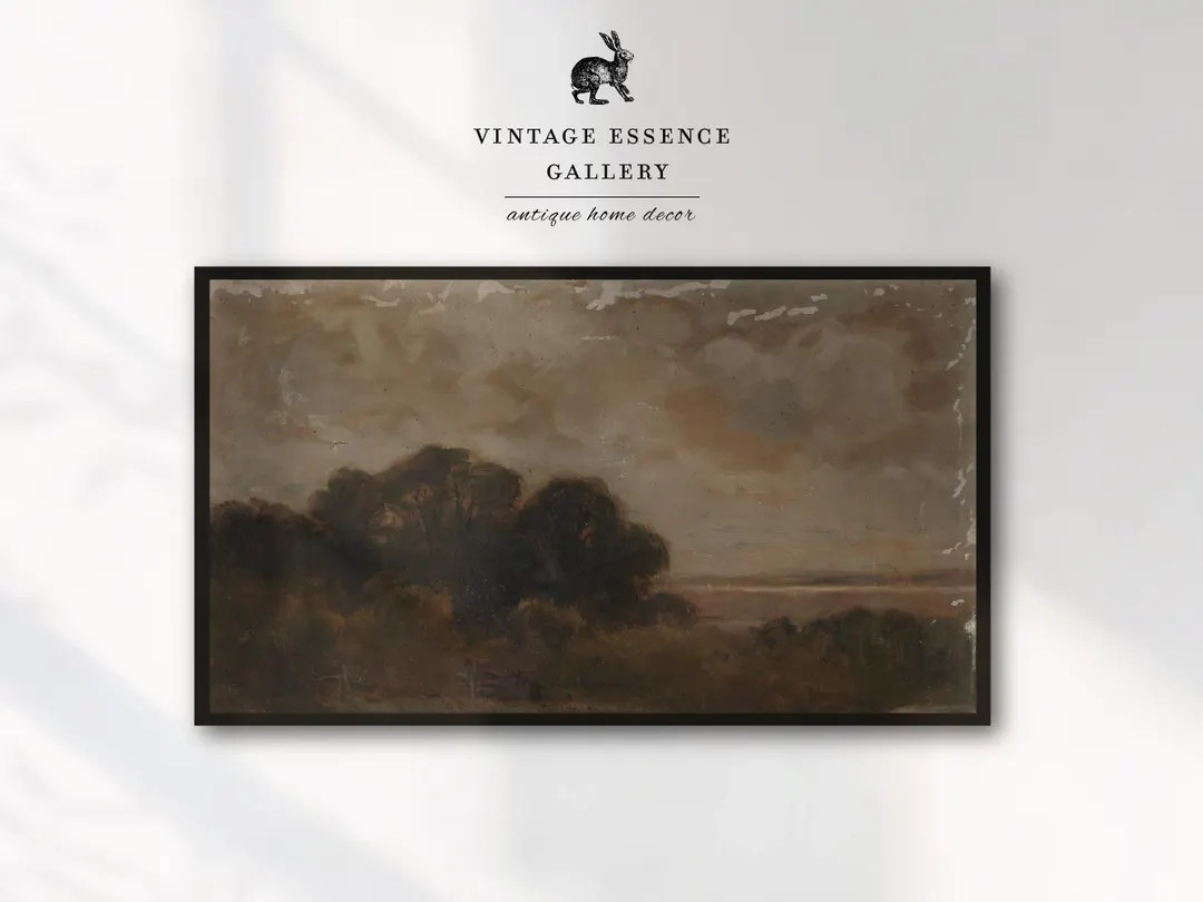 Samsung Frame TV Art Vintage Dark Brown Moody Tree Landscape Antique Woodland Autumn Artwork, Neu... | Etsy (US)