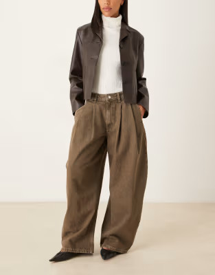 ASOS DESIGN oversized horseshoe jeans in olive green | ASOS | ASOS (Global)