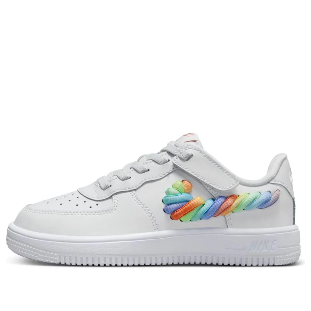 (PS) Nike Force 1 Low LV8 EasyOn 'Rainbow Lace Swoosh' FN4890-100 | KICKS CREW