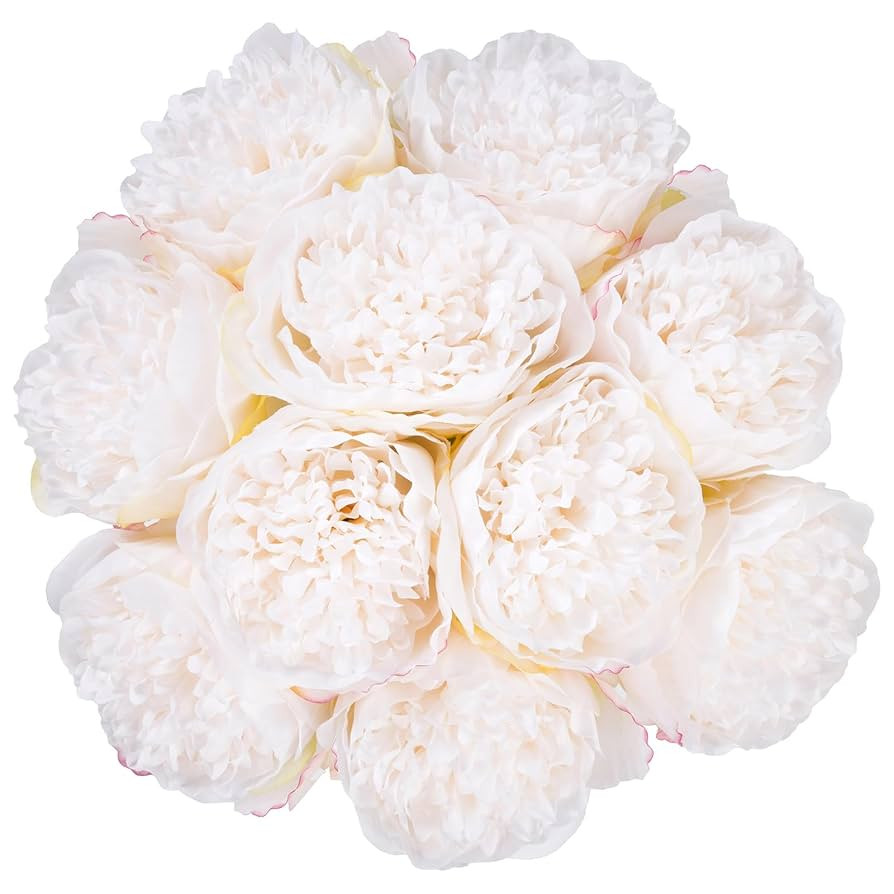 U'Artlines 2 Bouquet 10 Heads Artificial Peony Silk Flower Leaf Home Office Wedding Party Festiva... | Amazon (US)