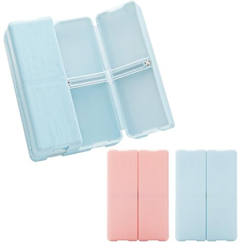 Small Daily Pill Organizer (2 Pack), 7 Compartents Magnetic Pill Organizer Travel Pill Box Portable Pill Case for Purse Dustproof Medicine Vitamin Box, Fish Oil and Supplement Box (Blue, Pink) | Amazon (US)