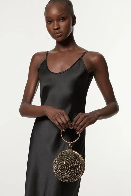 Pearl Embellished Ball Shaped Clutch Bag | Karen Millen UK + IE + DE + NL