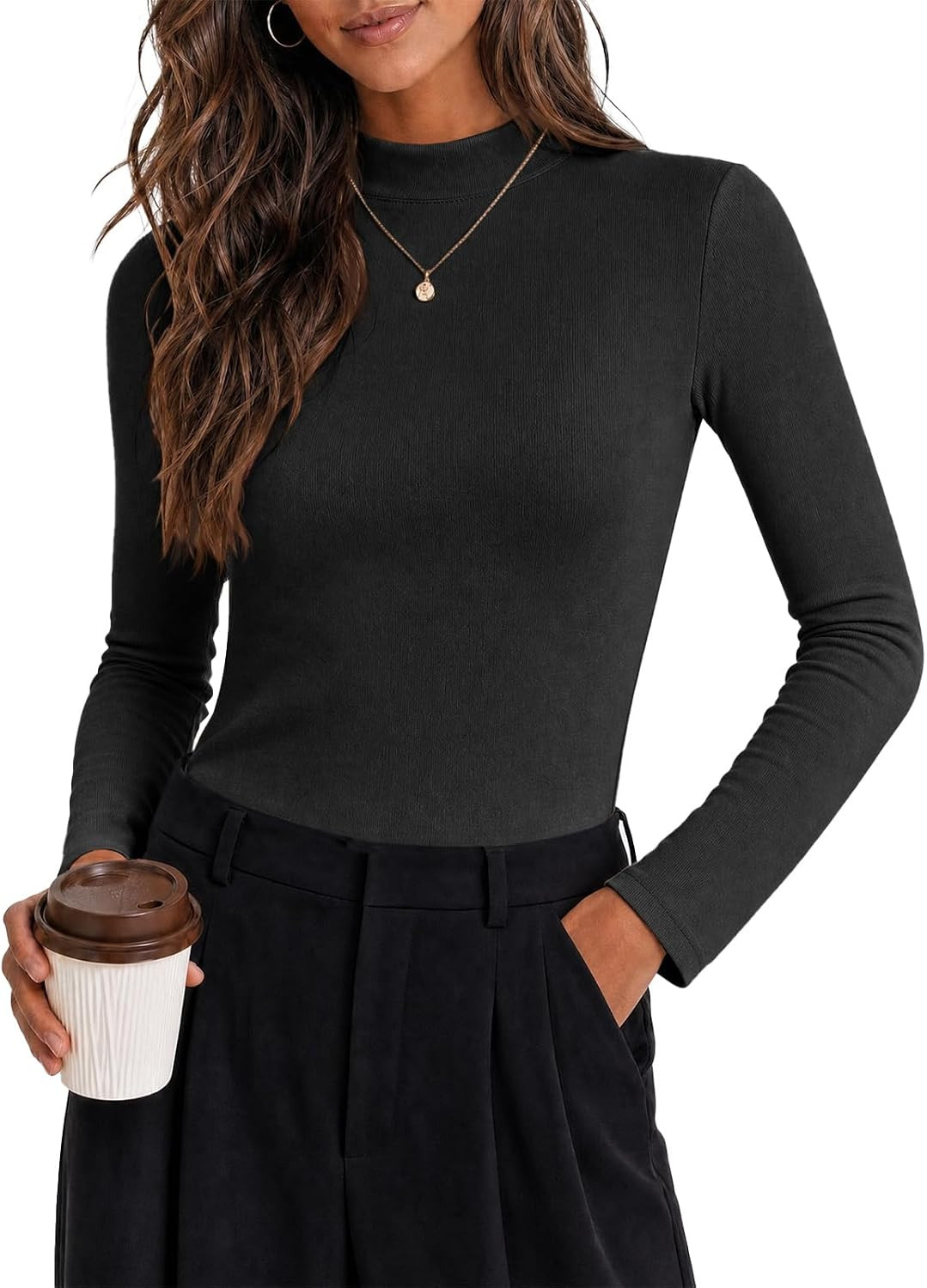 Cicy Bell Womens Mock Turtleneck Tops Long Sleeve Slim Fit Thermal Shirts | Amazon (US)