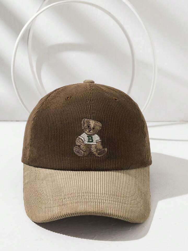 1pc Vintage Cute Embroidered Bear Patchwork Unisex Baseball Cap, Autumn/Winter | SHEIN