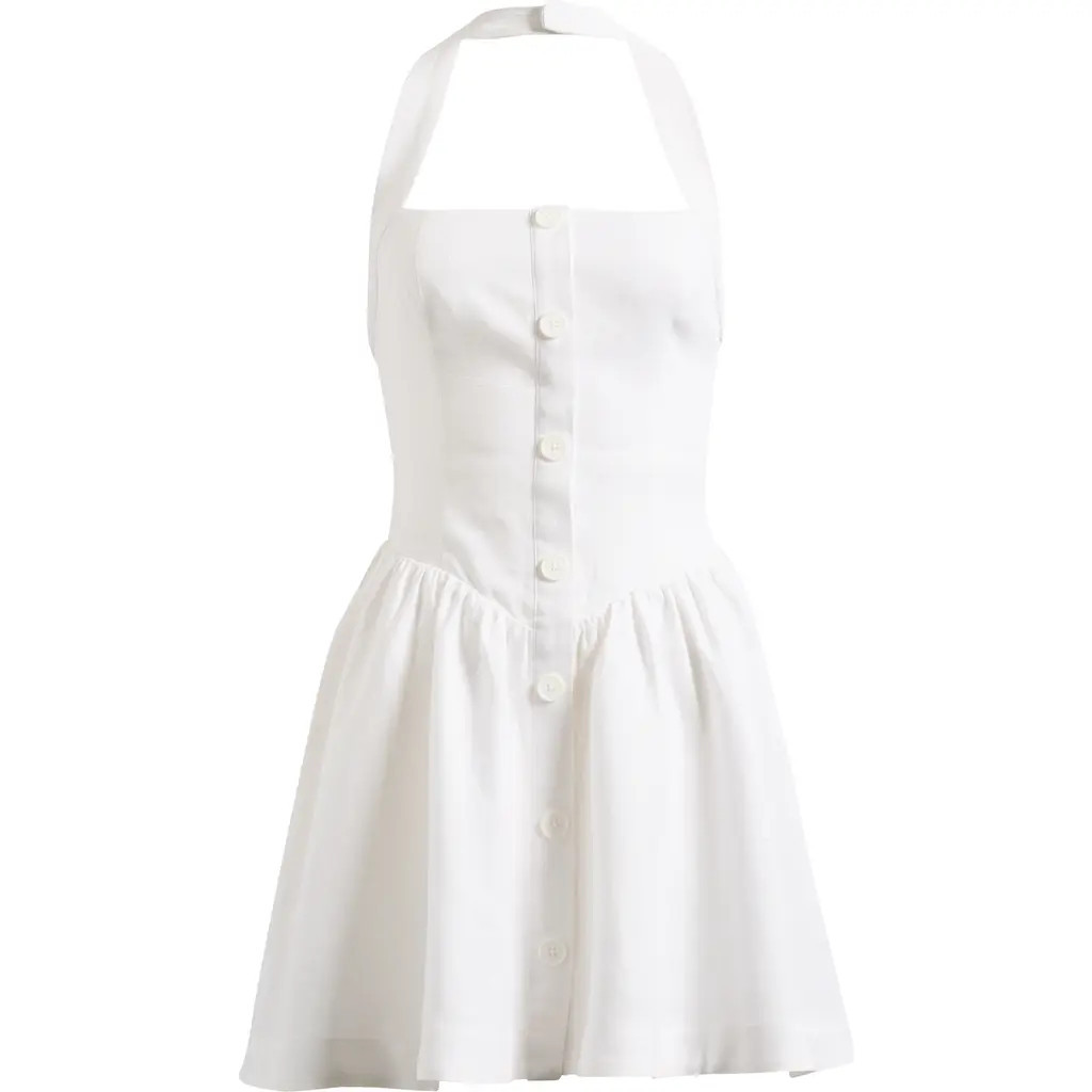 Reformation Mariela Linen Mini Sundress in White at Nordstrom, Size 0 | Nordstrom