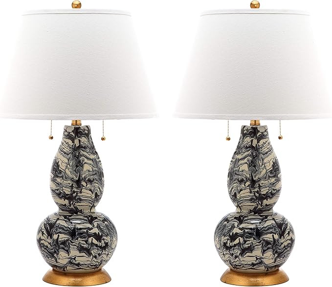 Safavieh Lighting Collection Color Swirls Black/ White 29-inch Bedroom Living Room Home Office De... | Amazon (US)