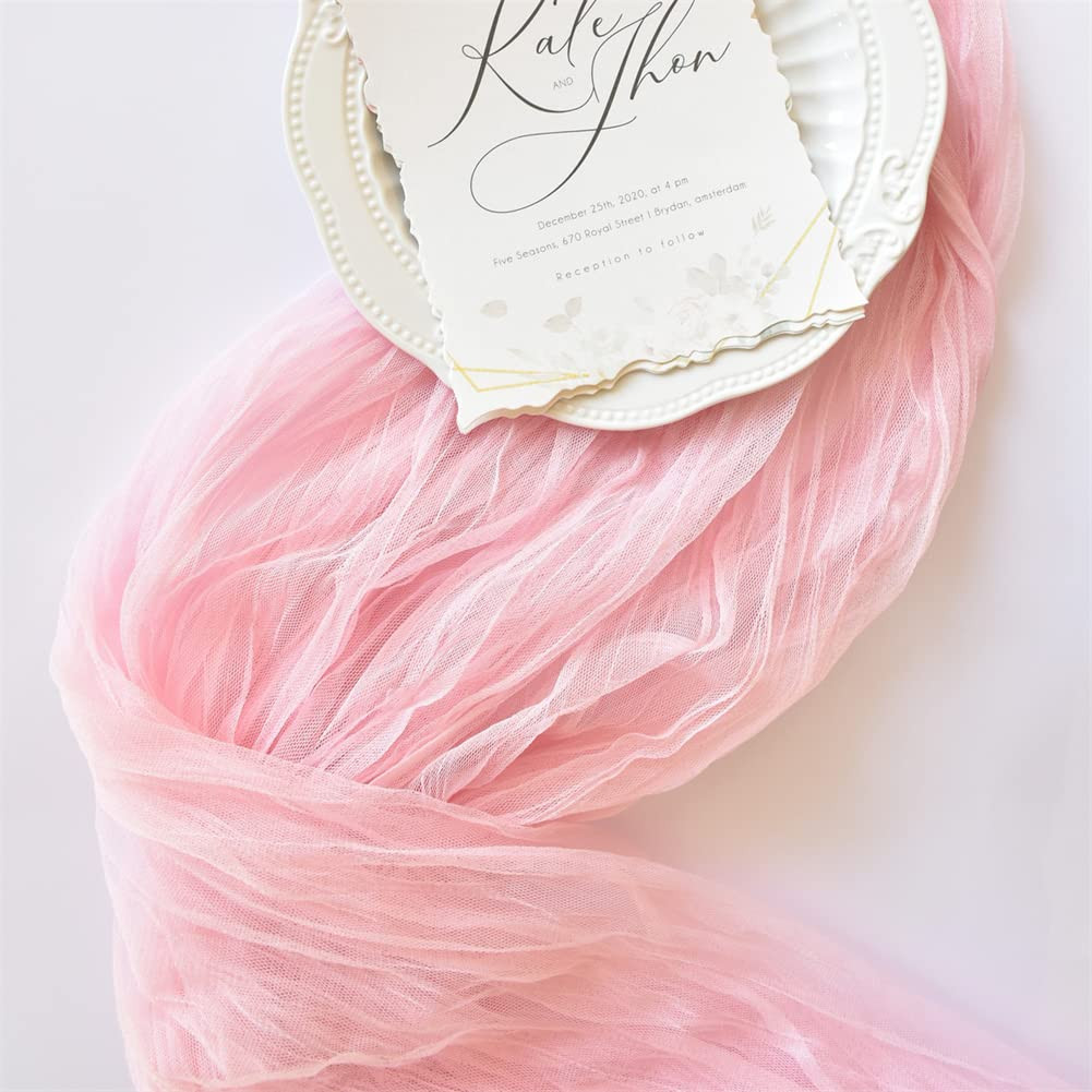 Joanlody Blushing Pink Easter Cheesecloth Table Runner 10Ft Rustic Gauze Boho Spring Summer Chees... | Amazon (US)