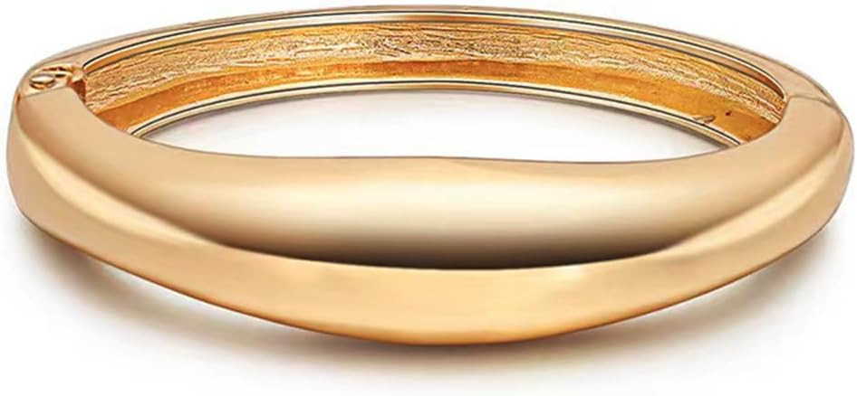 Gold Polished Chunky Twisted Hinged Waterdrop Bangle Bracelet for Women Spiraled Oval Bangle Brac... | Amazon (US)