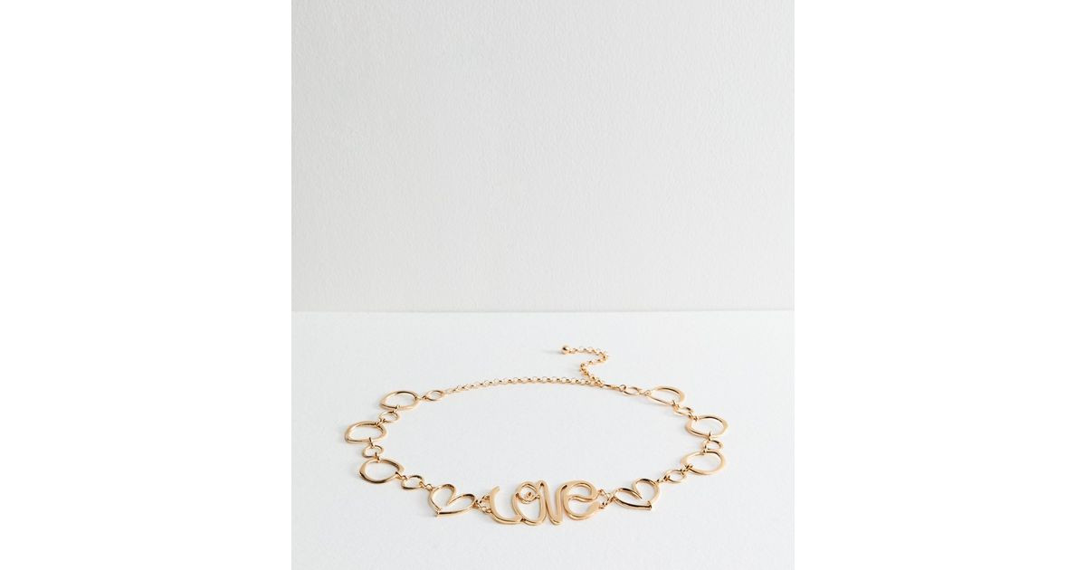 Gold Tone Love Chain Belt | New Look | New Look (UK)