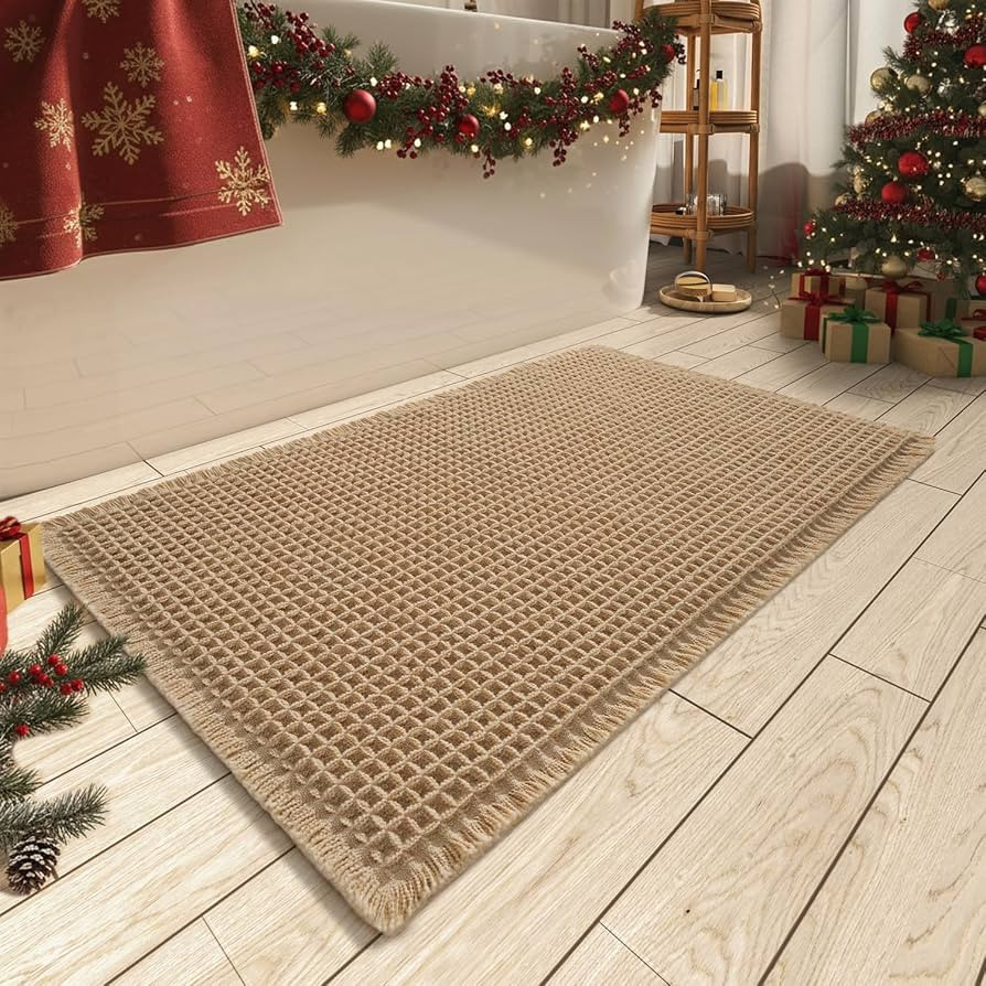 AMOAMI Upgraded Waffle Bath Mat, Super Absorbent Non Slip Bath Mats for Bathroom Floor, Machine W... | Amazon (US)