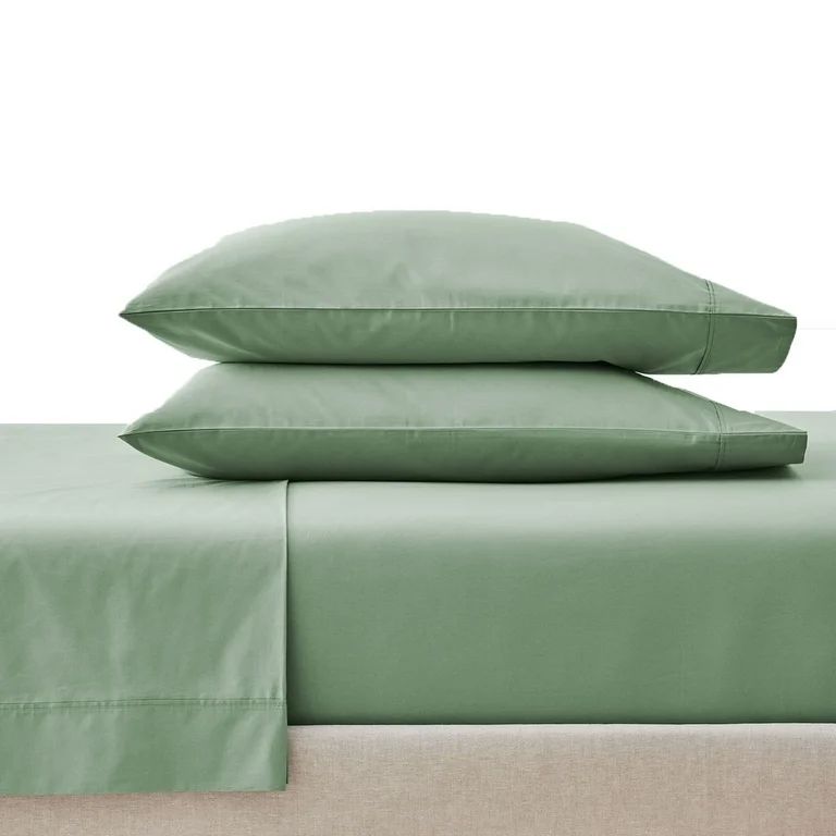 Better Homes & Gardens Cool & Crisp 4-Piece Green River Cotton Percale Sheet Set, Queen | Walmart (US)