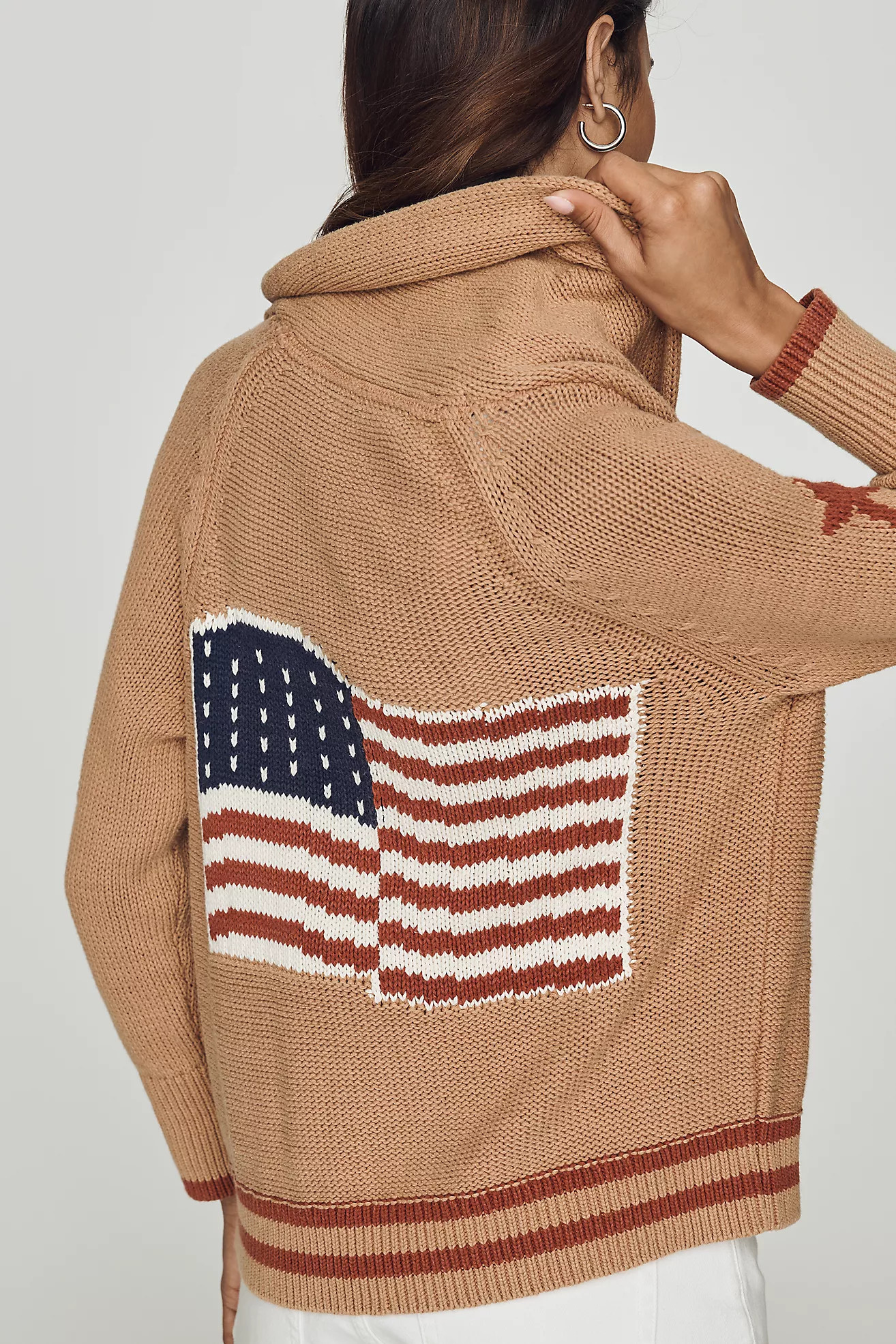 Maeve Shawl Collar American Flag Cardigan Sweater | Anthropologie (US)