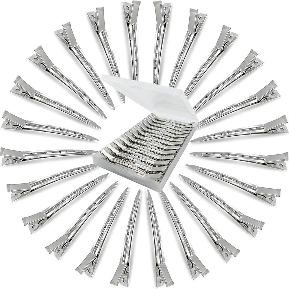 HiJeaton 24Pcs Metal Duck Billed Hair Clips for Women Styling Sectioning, Silver Hair Pins for Lo... | Amazon (US)