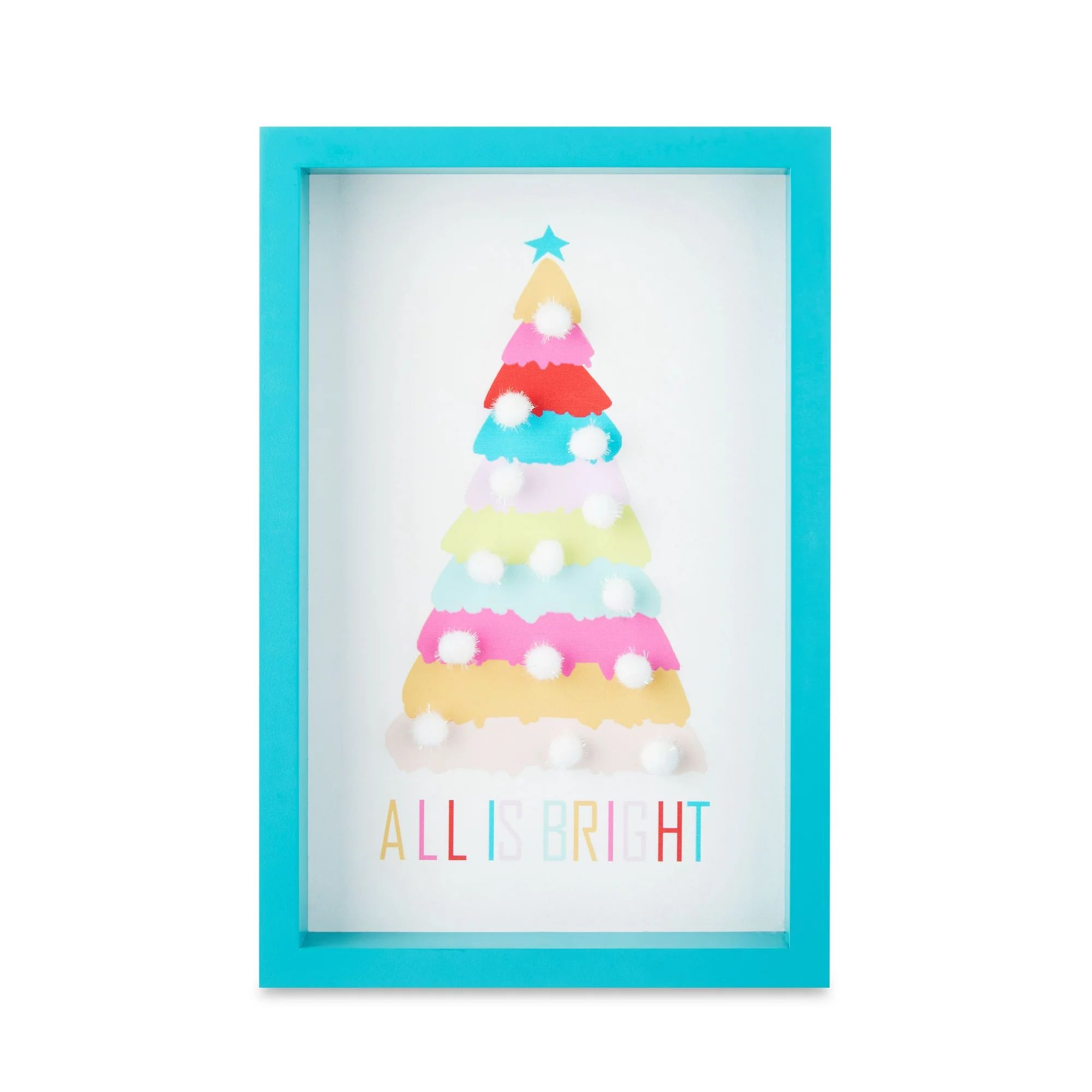 Holiday Time Teal "All Is Bright" Wood Wall Hanging Christmas Décor, 12" tall, 19.4 oz | Walmart (US)