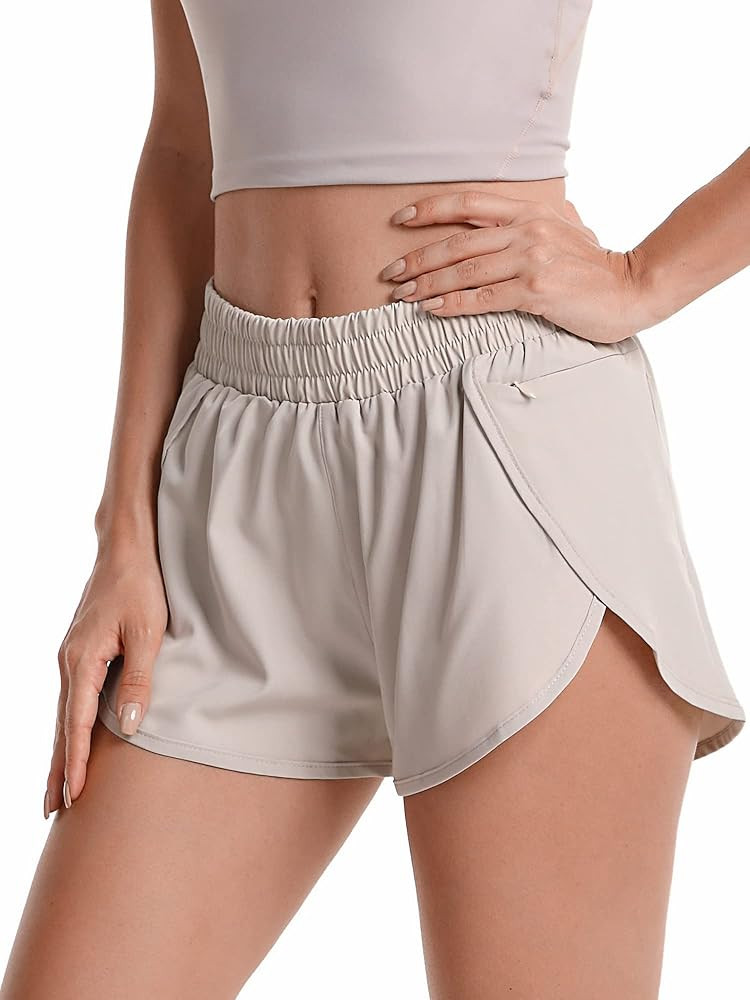 Sunzel Women Running Shorts with Liner Workout Athletic Shorts with Zipper Pocket Elastic Waist Quic | Amazon (US)