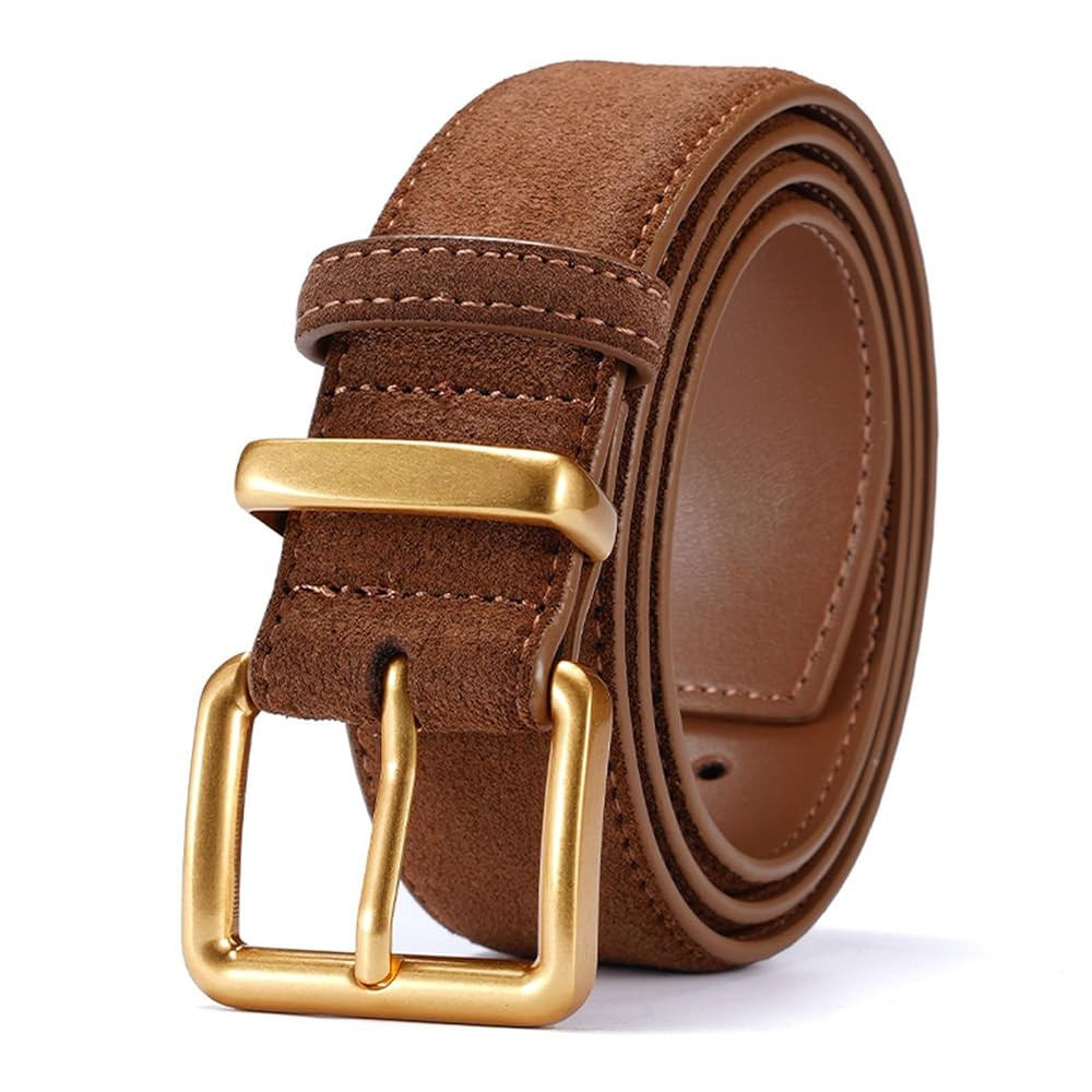 Wide Suede Belt Women Genuine Leather Ladies Waist Belt for Jeans Dress Casual Square Gold Buckle | Amazon (US)