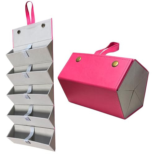 Longjet Sunglasses Organizer 5 Slots Travel Glasses Case Multiple Pairs Eyeglasses Storage Box Hanging Eyewear Holder (Peach Pink) | Amazon (US)