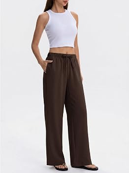 Abonlen Wide Leg Pants for Women Casual Flowy Crepe Trousers Wrinkle Free Relaxed Fit Lounge Work... | Amazon (US)