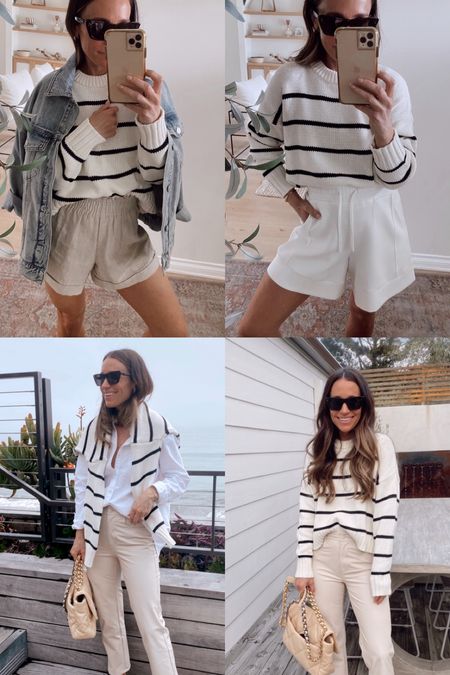 4 ways to wear the striped cotton sweater from jenni kayne (20% off with code RESET20). 
Runs true to size and great for spring and summer 

#LTKsalealert #LTKstyletip