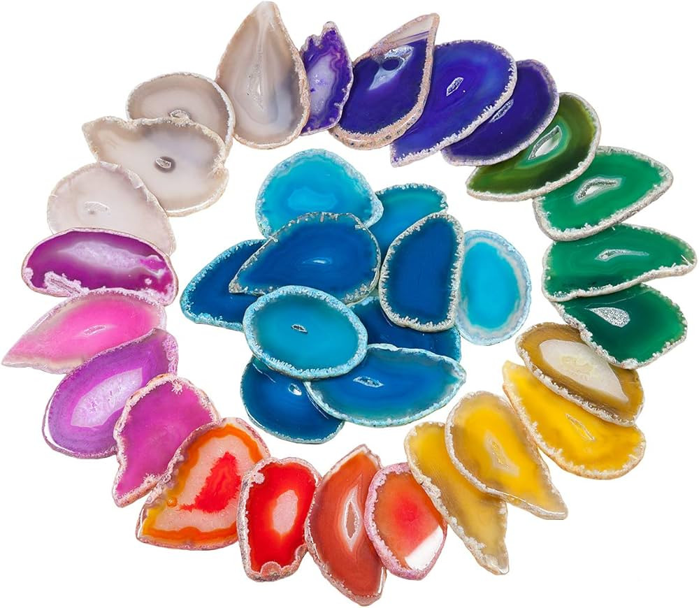 Rockcloud 10 Pcs Agate Light Table Slices, Healing Crystals Geode Stones,Irregular Home Decoratio... | Amazon (US)