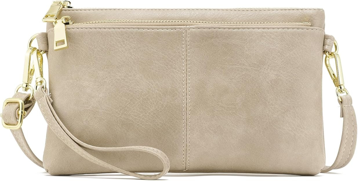 ZOOEASS Triple Zip Small Crossbody Bag Lightweight Purses Vegan Leather Wristlet Clutch, Includes... | Amazon (US)