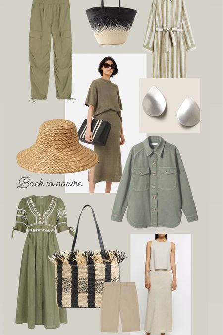 Back to nature with khaki dresses, neutral accessories and silver details