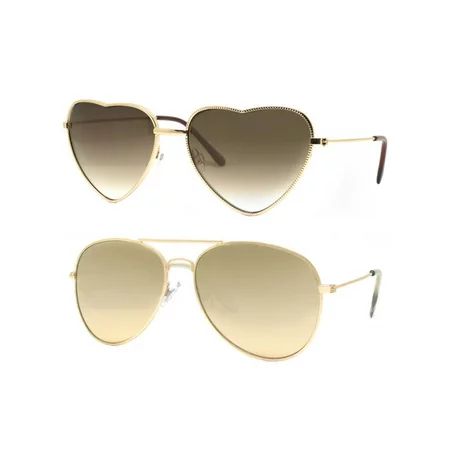 Time and Tru Women's Metal Sunglasses 2-Pack Bundle: Heart-Shaped Sunglasses and Aviator Sunglass... | Walmart (US)