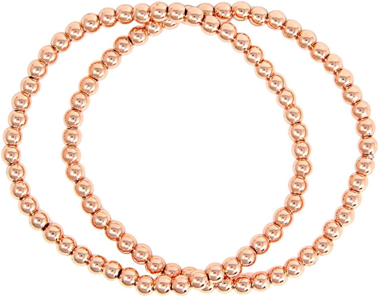 by you Stainless Steel Gold Silver Beaded Ball Bracelets for Women Stretchable Elastic Bracelet S... | Amazon (US)