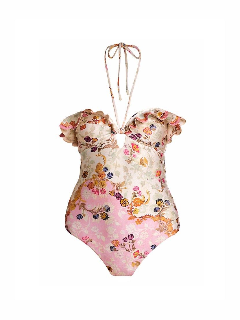 Laurel Floral Halter One-Piece Swimsuit | Saks Fifth Avenue