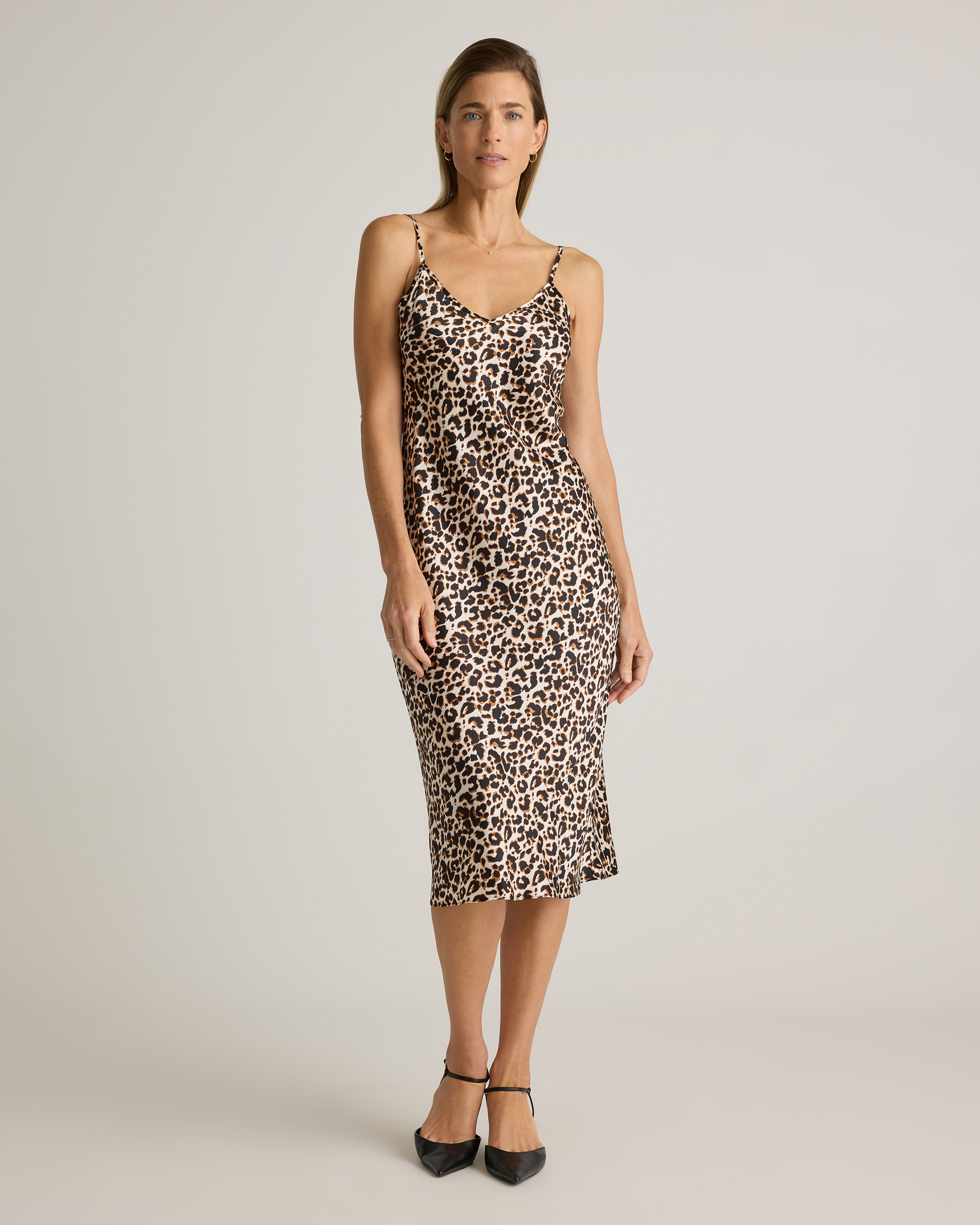 Quince | Women's Slip Dress in Leopard, Size Medium, Silk | Quince