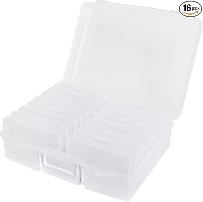 novelinks Clear 4" x 6" Photo Organizer with Handle – 16 Transparent Inner Photo Storage Cases,... | Amazon (US)