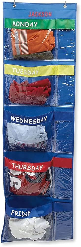 Personalized Primary Colors Days-Of-The-Week Hanging Clothing Organizer Monday to Friday Kids Clo... | Amazon (US)