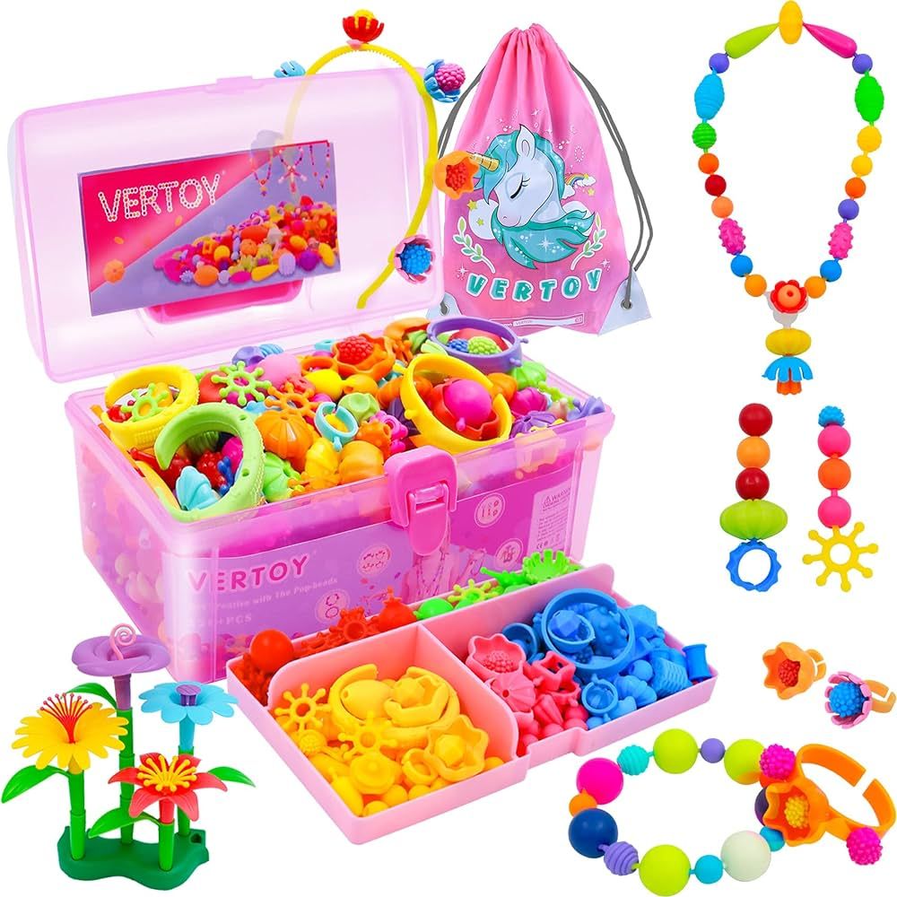 VERTOY Girls Toys pop Beads Jewelry Making kit for Toddlers - Arts and Crafts kit for Girls Age 3... | Amazon (US)