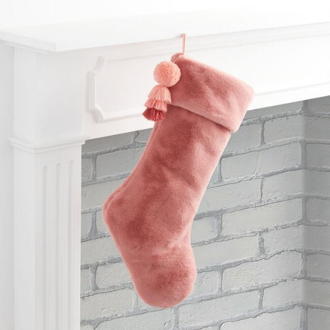 Plush Pom Pom Christmas Stocking | World Market