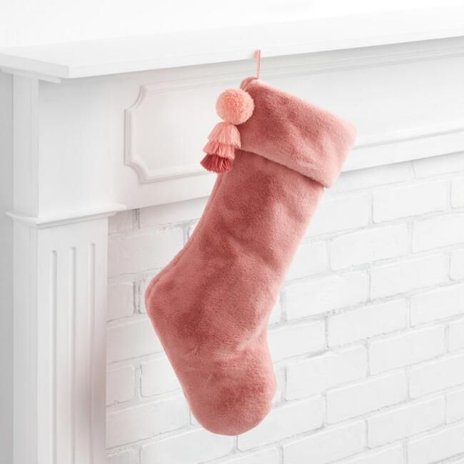 Plush Pom Pom Christmas Stocking | World Market