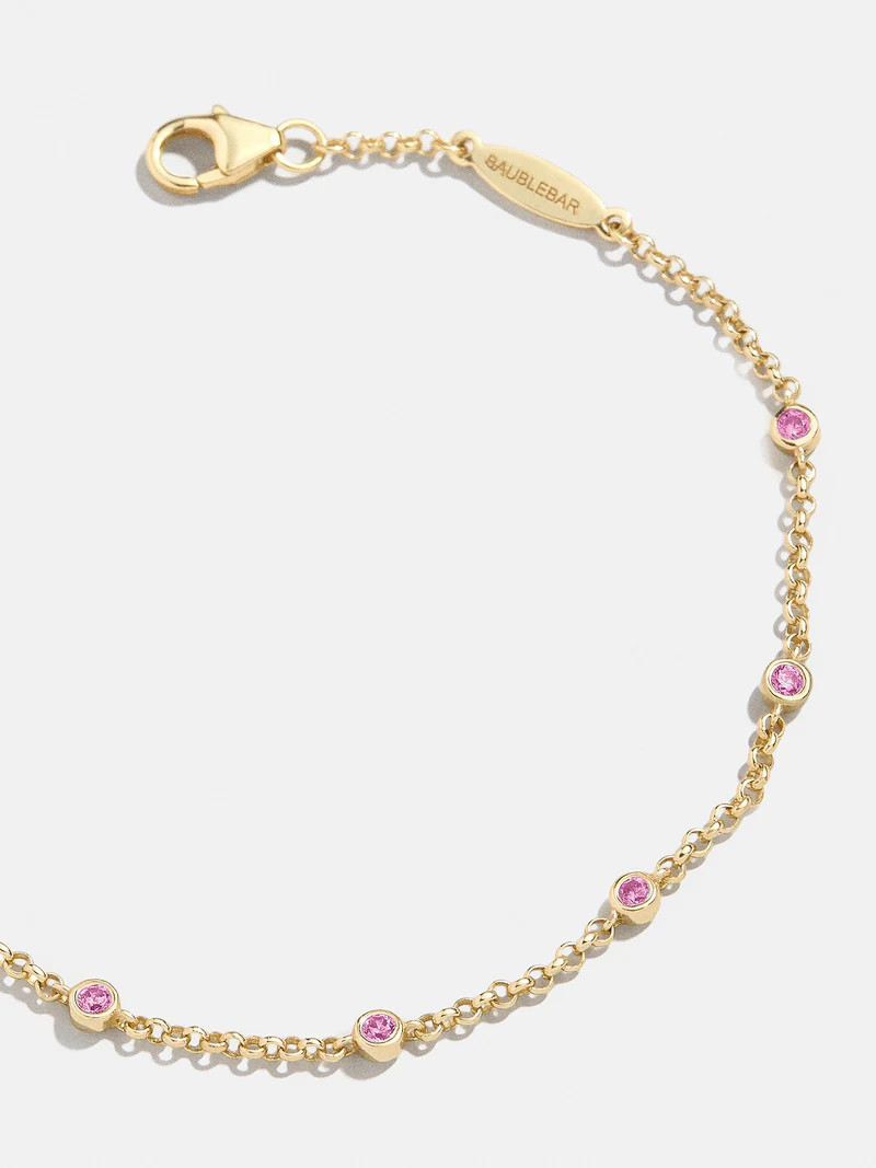 Yasmine 18K Birthstone Bracelet - Rose | BaubleBar (US)