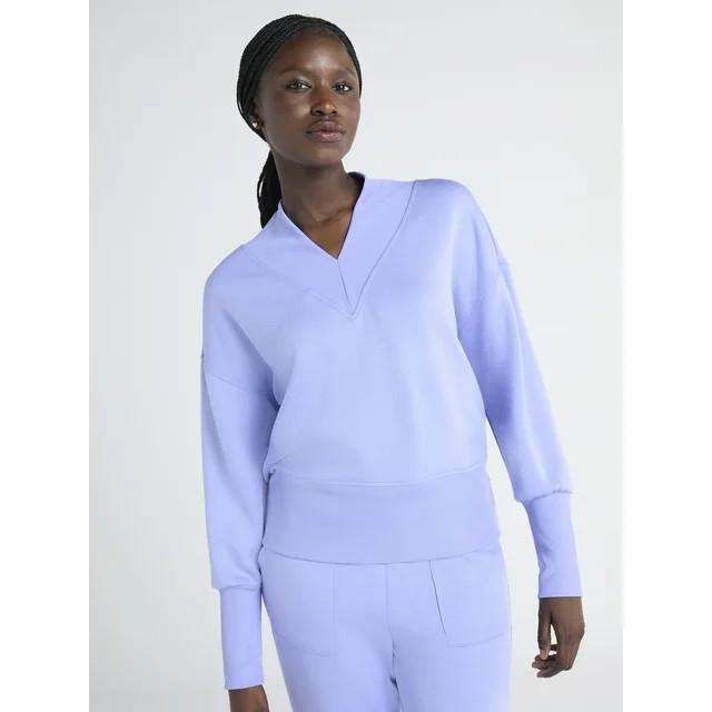 Scoop Women's and Women's Plus Scubaknit V-Neck Sweatshirt, Sizes XS-4X | Walmart (US)