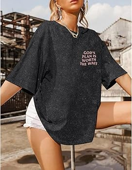 Christian Oversized Shirts for Women God Graphic Tees Shirts Bible Verse Jesus Shirt Religious Ac... | Amazon (US)
