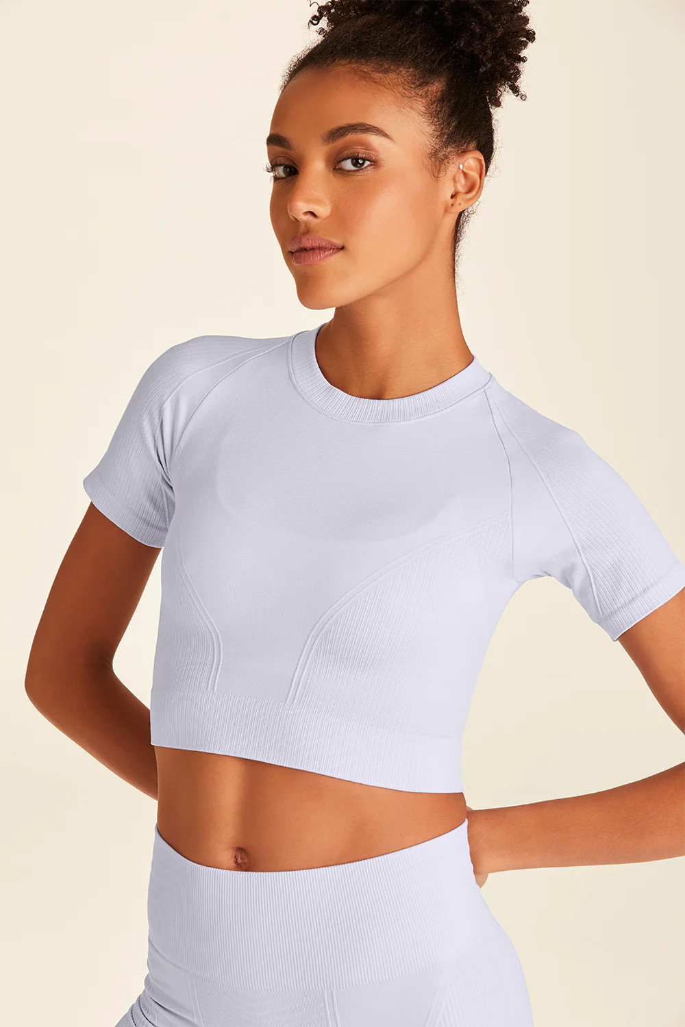 Barre Seamless Tee - Blue Nylon Seamless Tee | Workout Crop Tops | Alala | Alala