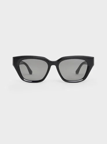 Recycled Acetate Cat-Eye Sunglasses
    
         - Black | Charles & Keith US