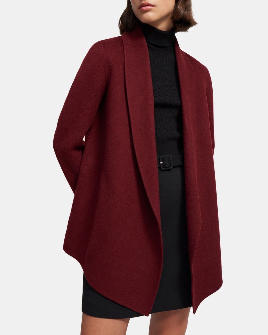 Clairene Shawl Jacket in Double-Face Wool-Cashmere | Theory