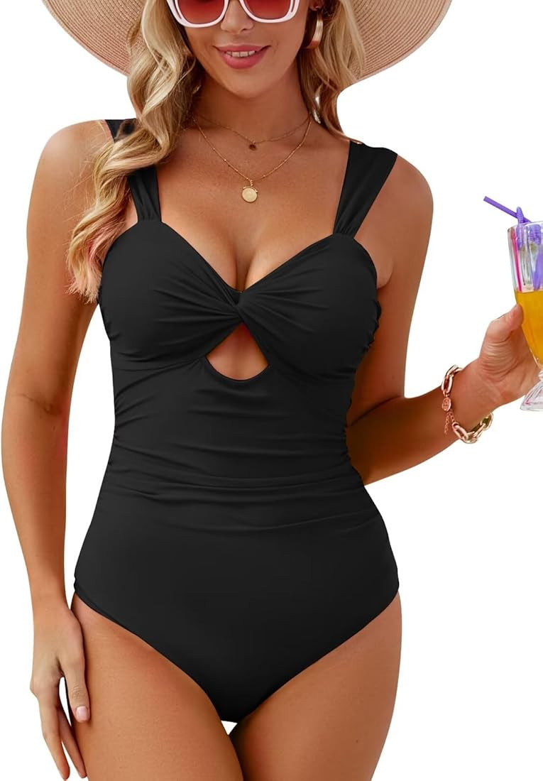 VIMPUNEC Women One Piece Tummy Control Swimsuit High Waisted Bathing Suit Cut Out Swimwear | Amazon (US)