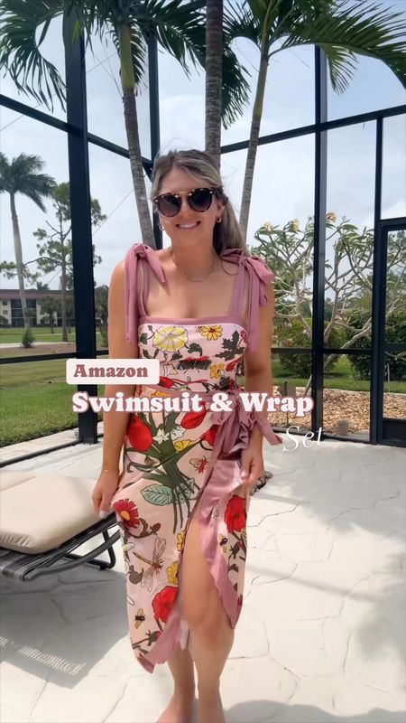 Amazon swimsuit one piece full coverage feminine and girly swimsuit 

Pink with bows 2 piece set comes with matching wrap sarong 
Krewe sunglasses 

#LTKSeasonal #LTKswim #LTKfindsunder50
