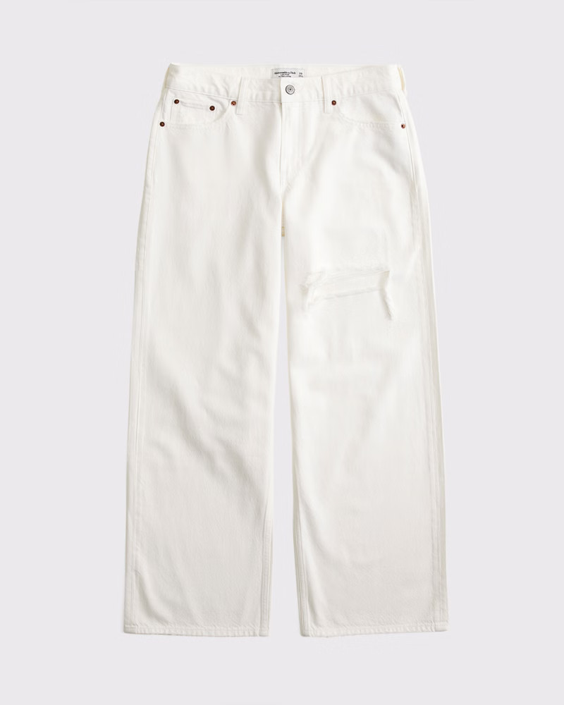 Abercrombie & Fitch Women's Low Rise Ultra Loose Jean in White Destroy - Size 26 SHORT | Abercrombie & Fitch (US)