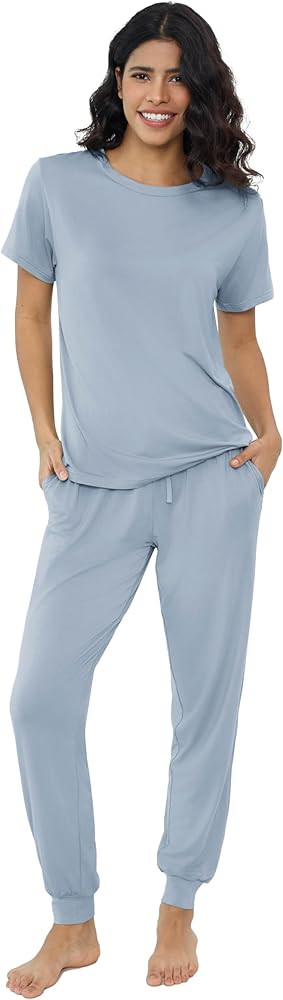 Joyaria Bamboo Viscose Pajamas Women Ultra Soft Short Sleeve Jogger Pants Pjs Set Cooling Sleepwe... | Amazon (US)