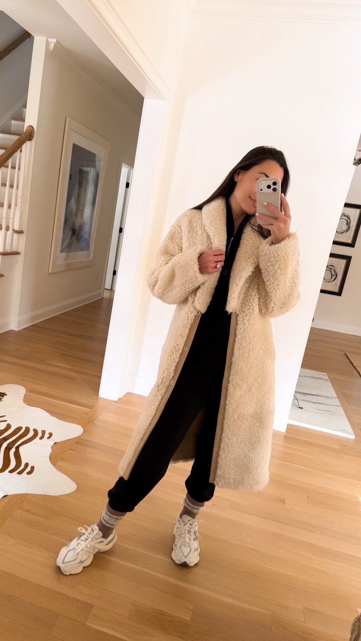 Winter outfit, Iro shearling coat, jogger set Varley, New Balance sneakers. 

#LTKootd #LTKTravel #LTKSeasonal