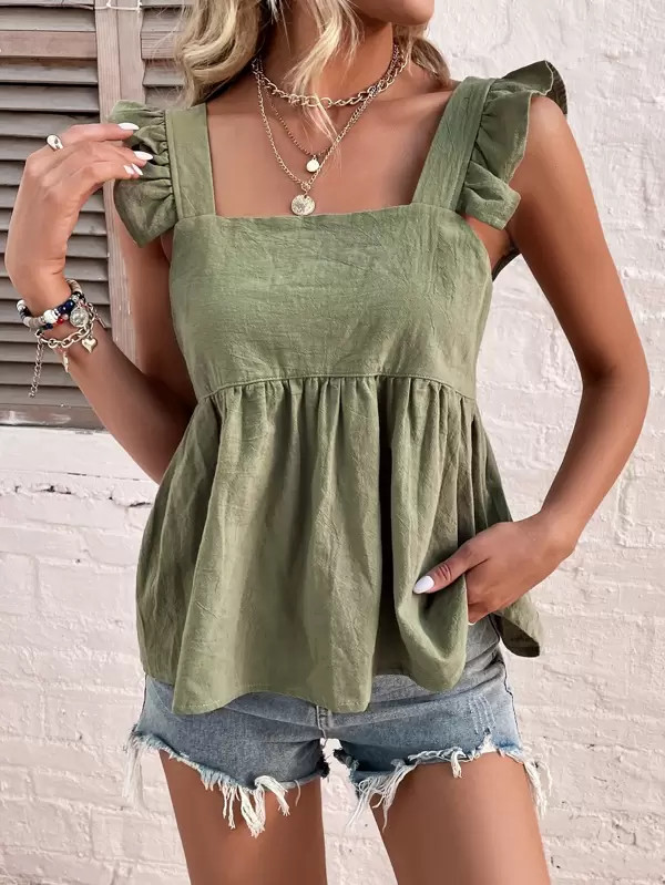 Ruffle Trim Peplum Cami Top | SHEIN