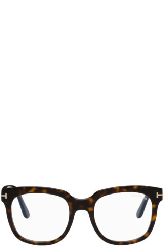 Tortoiseshell Blue Block Large Glasses | SSENSE