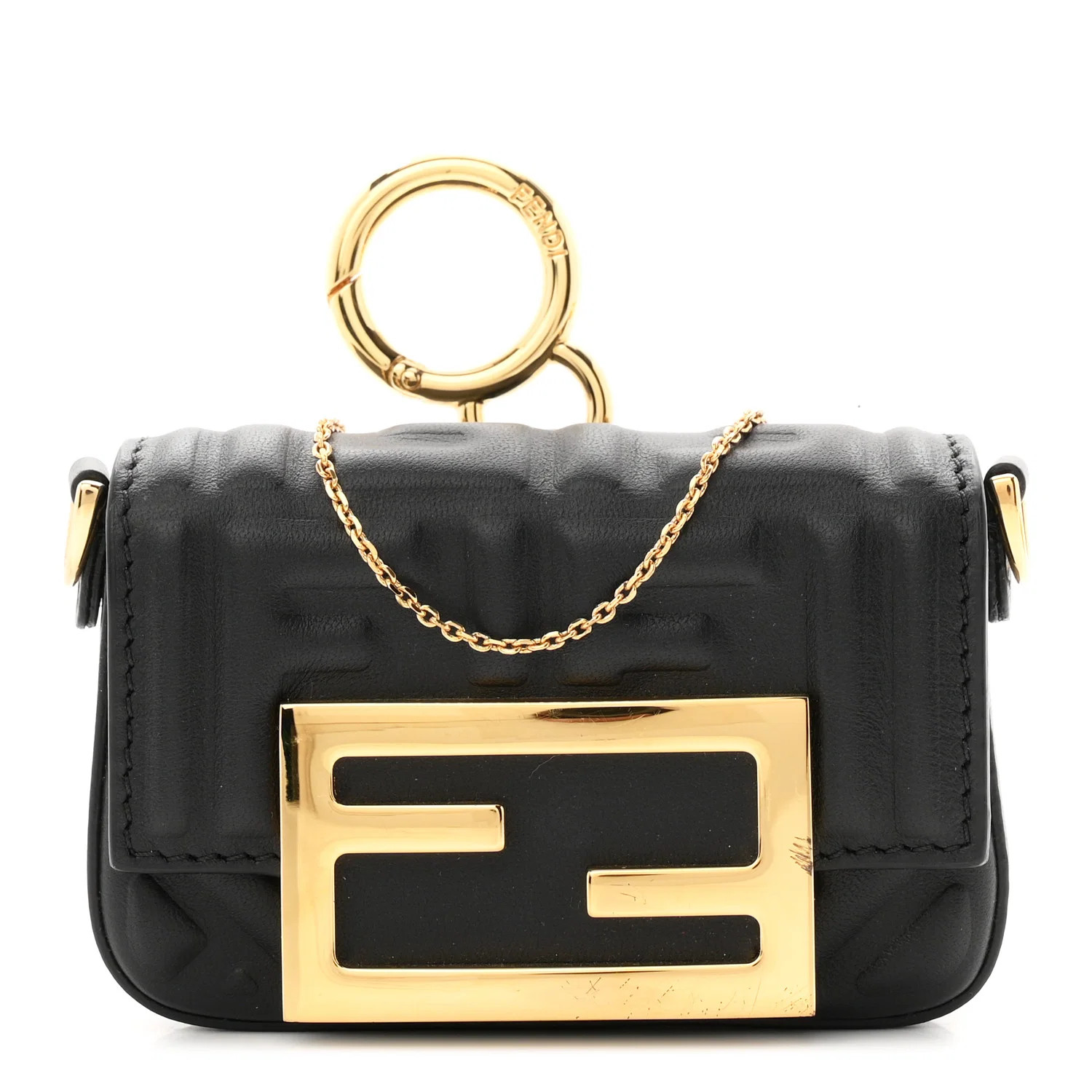Fendi Nappa Matisse FF Embossed Nano Maxi Buckle Baguette Charm Black 1885982 | FASHIONPHILE (US)